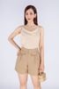 BQN33083 - Quần short công sở vải tuytsi dáng suông ống rộng phối nắp túi trang trí - PANTIO