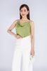 FA25316 - Áo hai dây dáng suông vải lụa tằm cổ đổ tạo kiểu - PANTIO