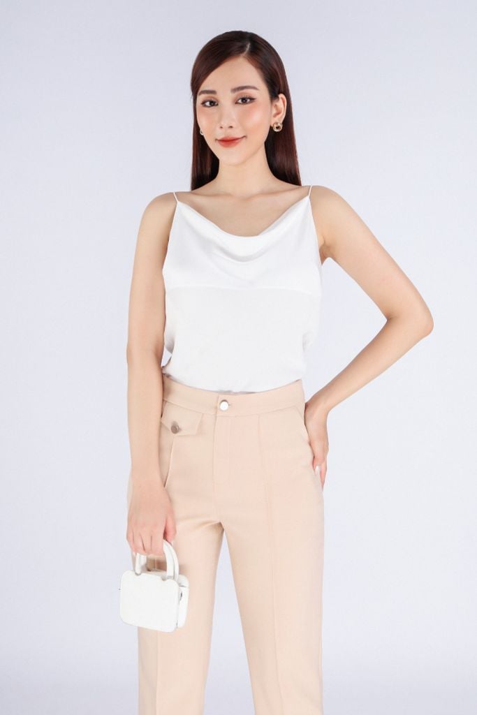 FQD5873 - Quần kiểu công sở vải tuytsi dáng ôm thân phối nắp túi ống pha đường gân trang trí - PANTIO