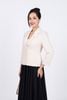 FAD9519 - Áo vest công sở vải thô dày dáng ôm cổ hai ve kèm hoa cài trang trí - PANTIO