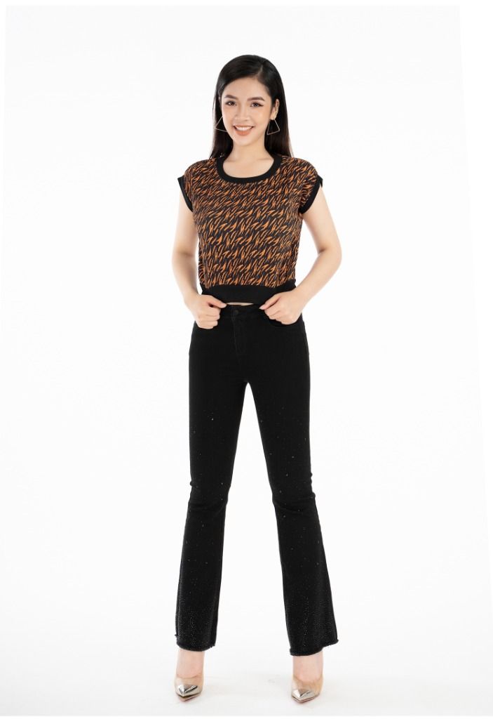 Áo sơ mi kiểu chất liệu phi cát dập ly in họa tiết FAI32906 - PANTIO