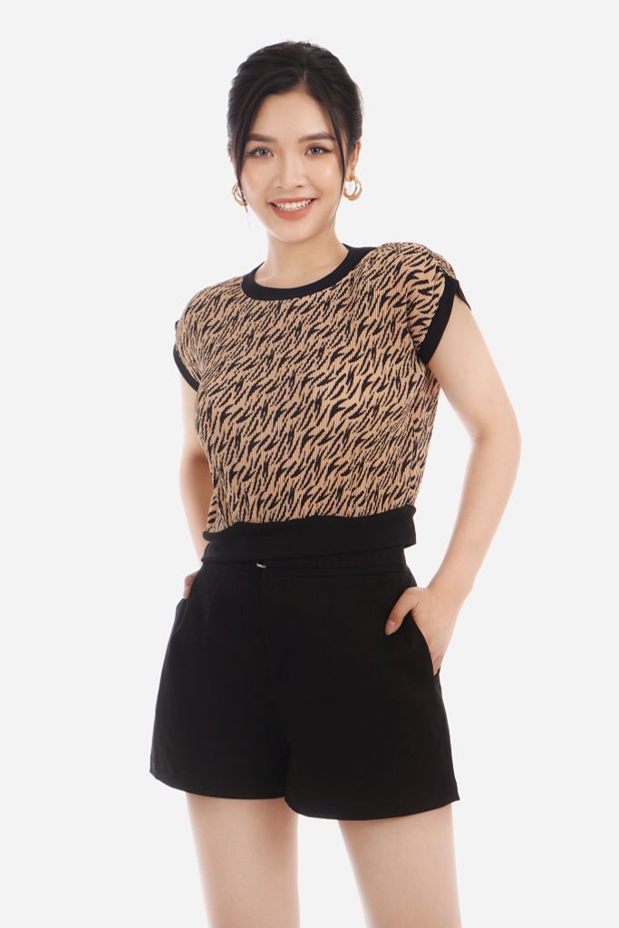 Áo sơ mi kiểu chất liệu phi cát dập ly in họa tiết FAI32906 - PANTIO