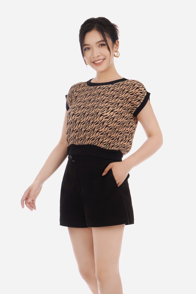 Áo sơ mi kiểu chất liệu phi cát dập ly in họa tiết FAI32906 - PANTIO