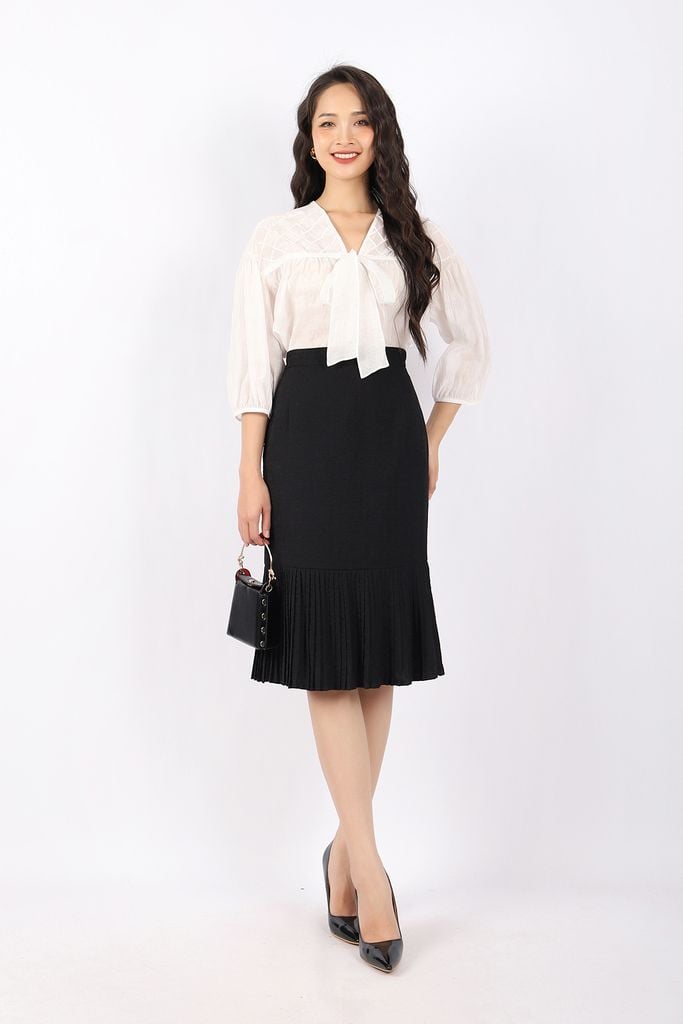 Chân Váy Xòe Chữ A  Váy Công Sở Thiết Kế Nhún Phần Trước Che Bụng Béo   Chất Liệu Chiffon Co Giãn Không Nhàu Nhăn  Lazadavn