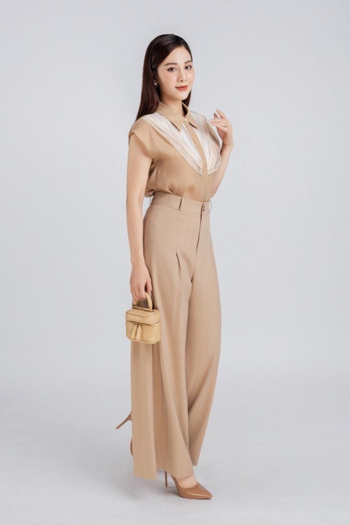 FQD51110 - Quần công sở vải tuyp xy dáng suông ly bong tạo kiểu khóa thân trước - PANTIO