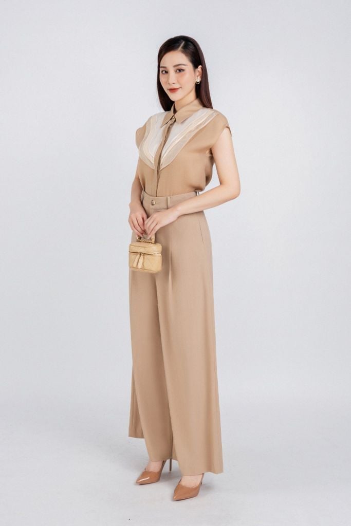 FQD51110 - Quần công sở vải tuyp xy dáng suông ly bong tạo kiểu khóa thân trước - PANTIO