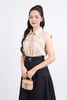 FAK31344 - Áo sơ mi kiểu công sở vải tuyp xy dáng suông cổ đức tay chờm cài khuy thân trước - PANTIO