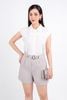 FQN3360 - Quần short dạo phố vải thô dày eo phối đai kim loại trang trí - PANTIO