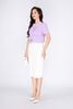 FAK31354 - Áo kiểu công sở vải thô dáng croptop cổ tròn pha vải khác màu thân phối nắp túi đính khuy trang trí - PANTIO