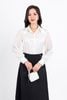 FJD51172 - Chân váy công sở vải lụa dáng suông eo phối vải Cotton bất đối xứng đính khuy tạo kiểu bên hông khoá thân sau - PANTIO