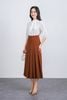 FAK31361 - Áo sơ mi kiểu công sở vải tơ dáng suông cổ tròn phối dây nơ tay lửng thân áo phối viền bèo tạo kiểu - PANTIO