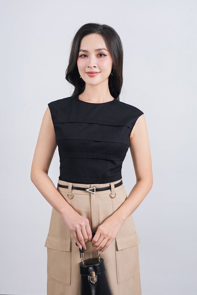 FJD51205 - Chân váy dài công sở vải thô dáng suông thân váy có túi hộp tạo kiểu khoá thân trước - PANTIO