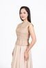 FAK31425 - Áo kiểu công sở vải linen dáng ôm cổ tròn vai chờm thân áo xếp nhún tạo kiểu thân sau phối khoá tạo kiểu - PANTIO