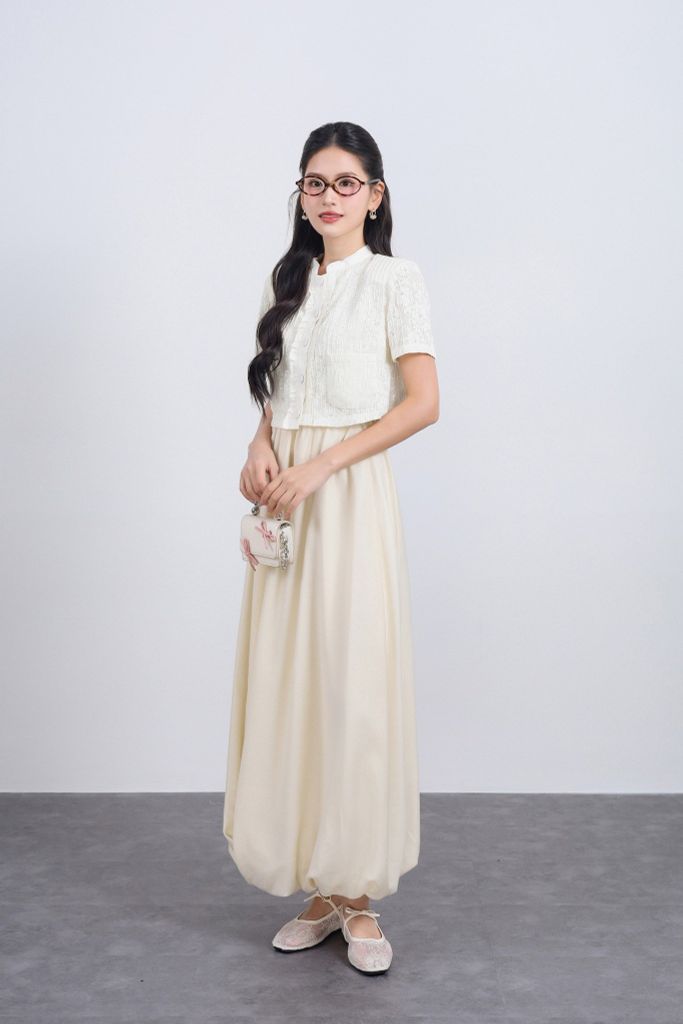 FJD31348 - Chân váy dài vải tơ dáng bí thời trang khoá thân sau - JAN.