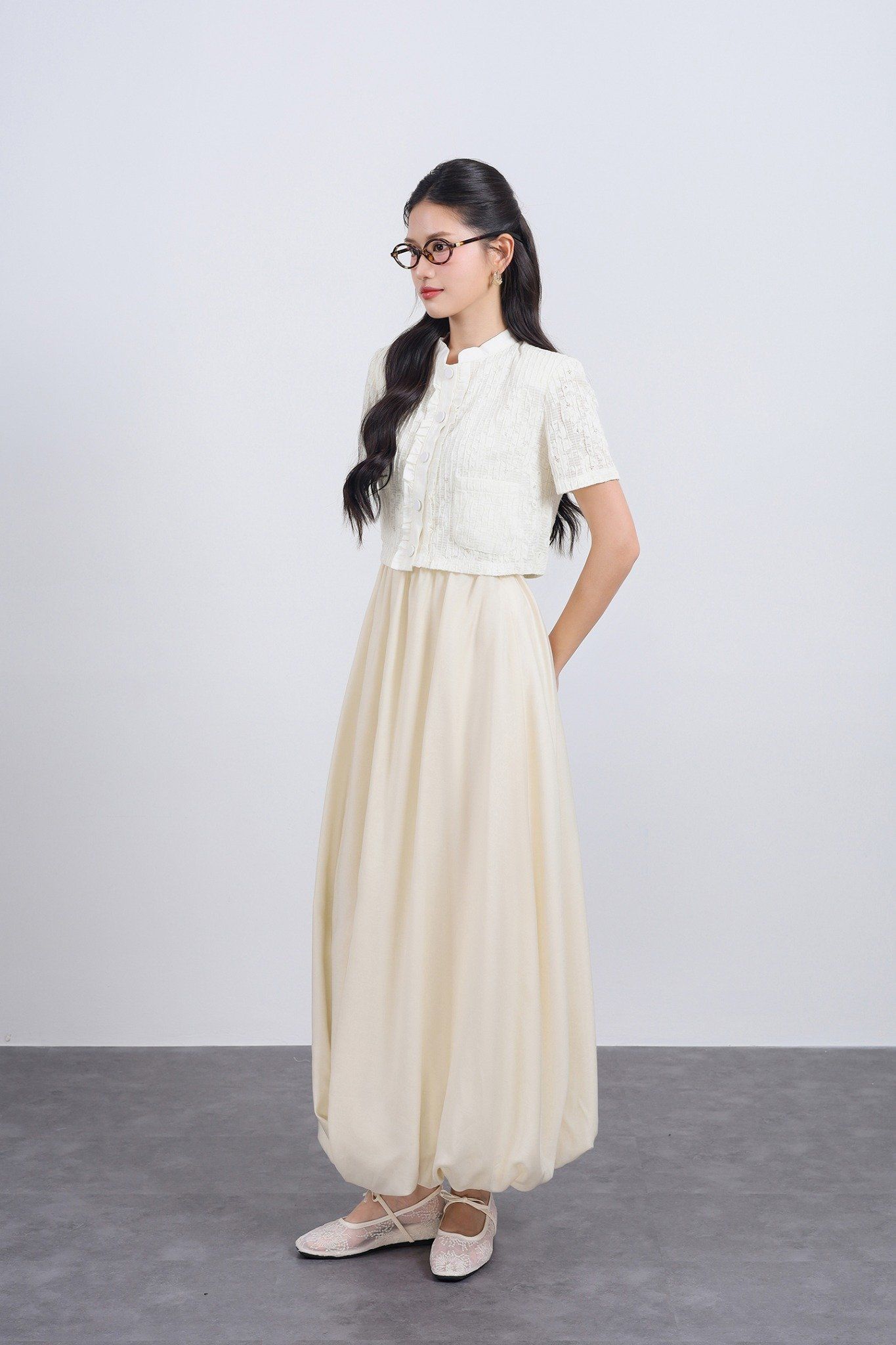 FJD31348 - Chân váy dài vải tơ dáng bí thời trang khoá thân sau - JAN.