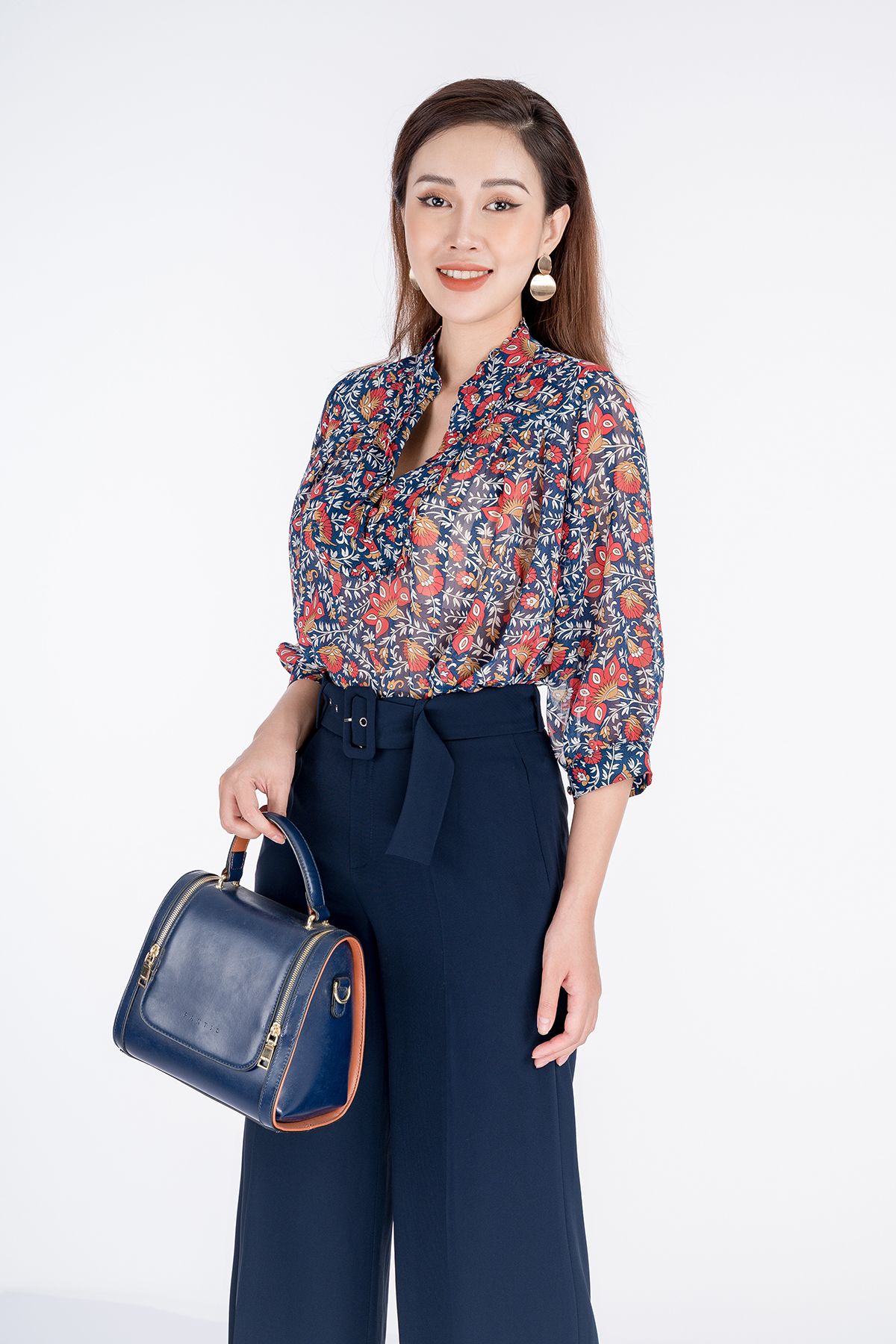 Quần dài chất liệu tuýt-si cạp cao dáng suông BQD32415 - PANTIO