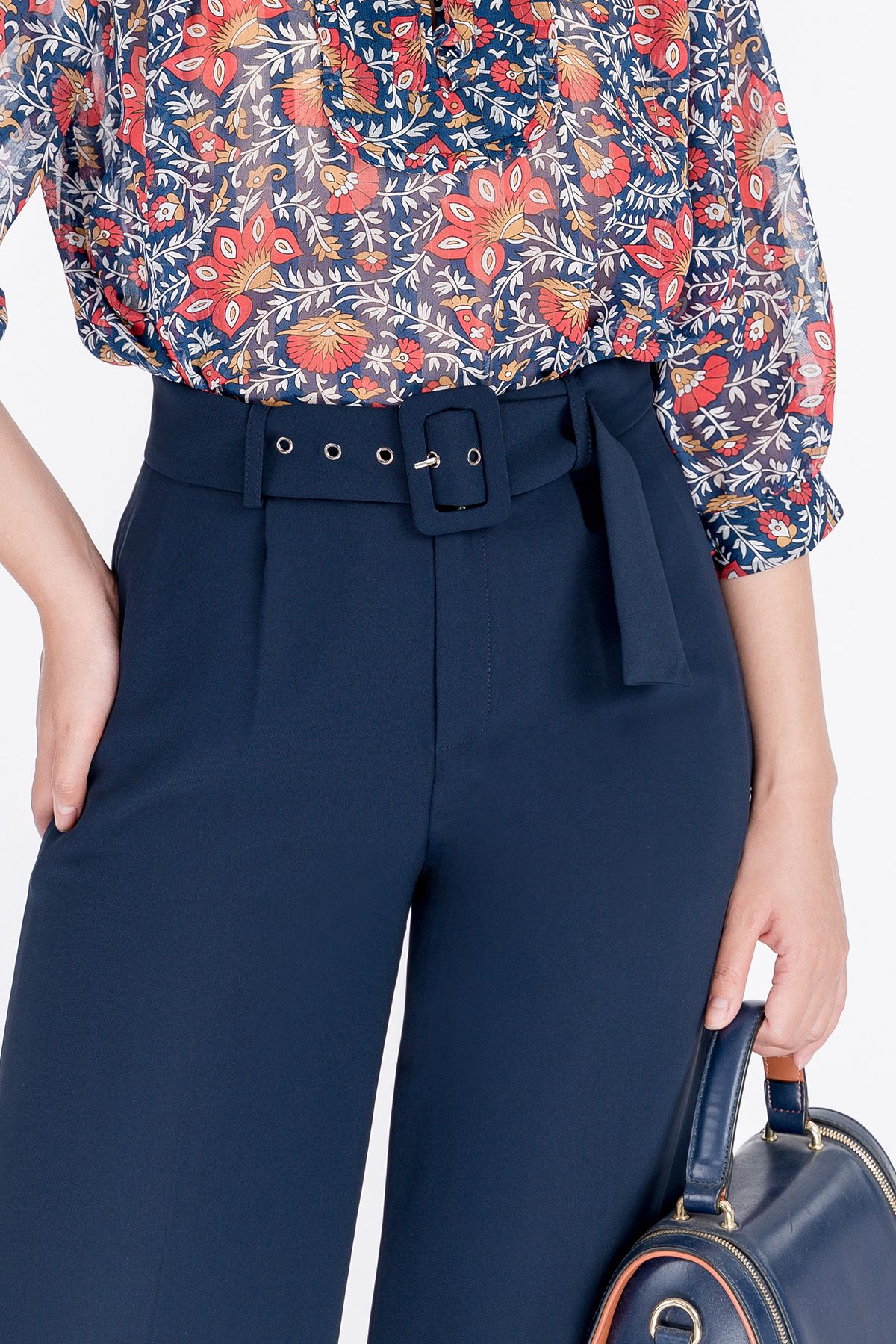 Quần dài chất liệu tuýt-si cạp cao dáng suông BQD32415 - PANTIO