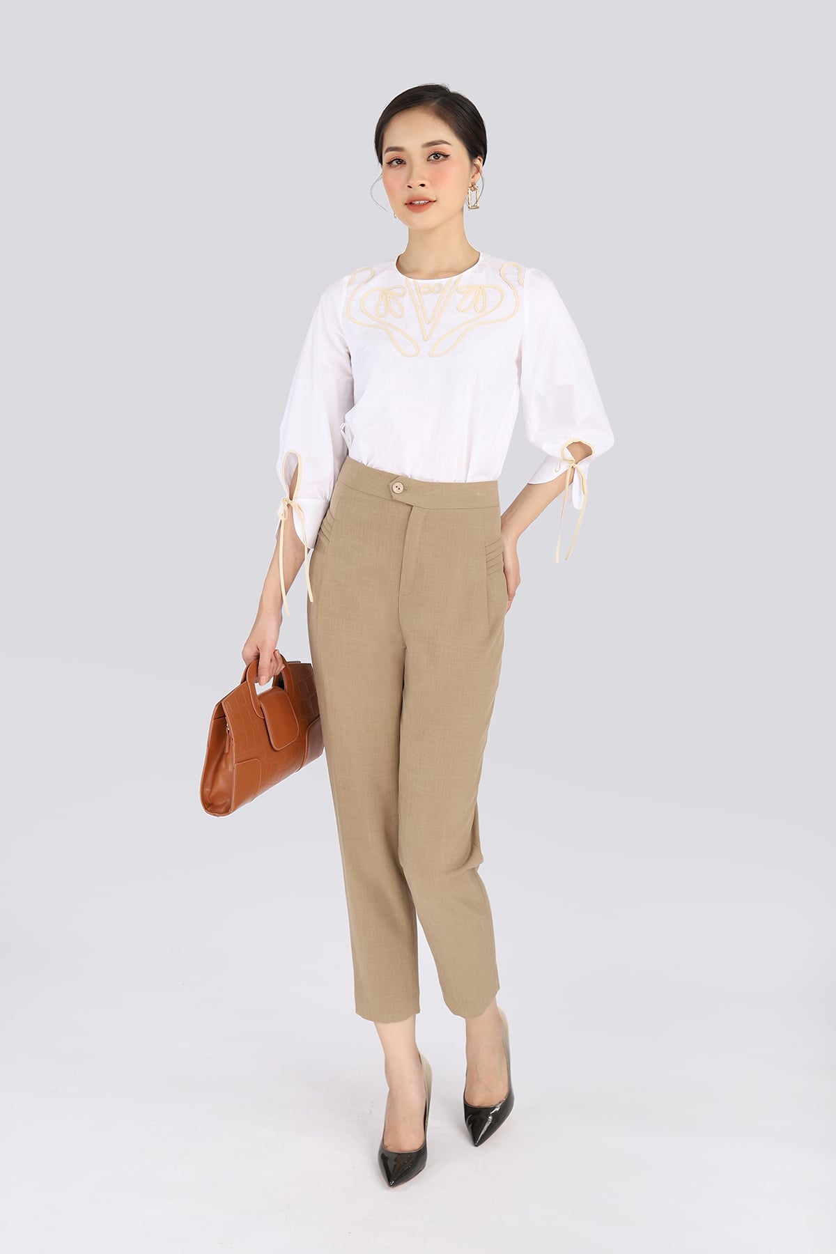 FQD5909 - Quần chất liệu thô đũi cạp rời dáng suông - PANTIO