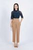 FQD51112 - Quần công sở vải thô đũi dáng Baggy cạp cao đính khuy trang trí thân quần phối ly bong tạo kiểu - PANTIO