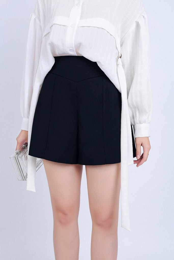 FQN5358 - Quần short dạo phố vải kaki eo đáp cạp bản to khoá thân sau - PANTIO