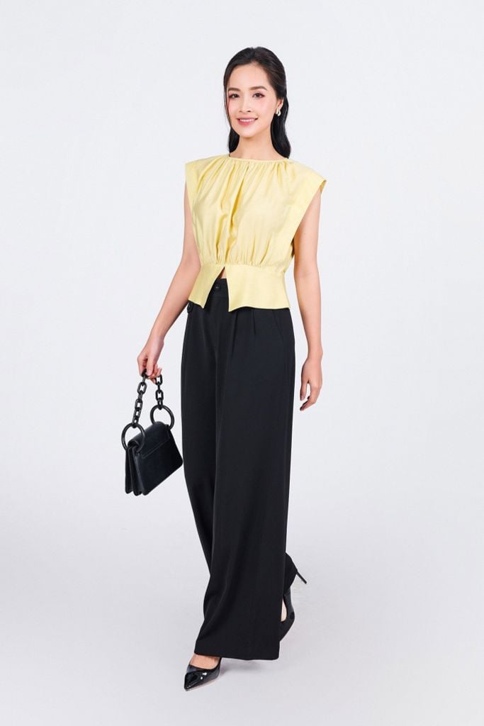 FQD51129 - Quần dài công sở vải tuypxy dáng suông ống đứng khoá thân trước - PANTIO