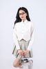 FAK51415 - Áo sơ mi kiểu dáng croptop, cổ đức đầu vạt nhọn, măng séc cài khuy, tay xếp ly súp, gấu nhọn thân trước, bấu ly thân trước tạo kiểu - JAN.