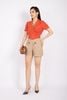 FAK71229 - Áo kiểu công sở vải thô dáng croptop cổ hai ve eo xếp ly cài cúc bọc - PANTIO