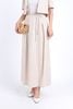 FJD51242 - Chân váy công sở vải Linen hai lớp lót habutai dáng suông dài cạp phối dây thắt eo tạo kiểu thân váy xếp ly bung nhẹ khoá thân sau - PANTIO