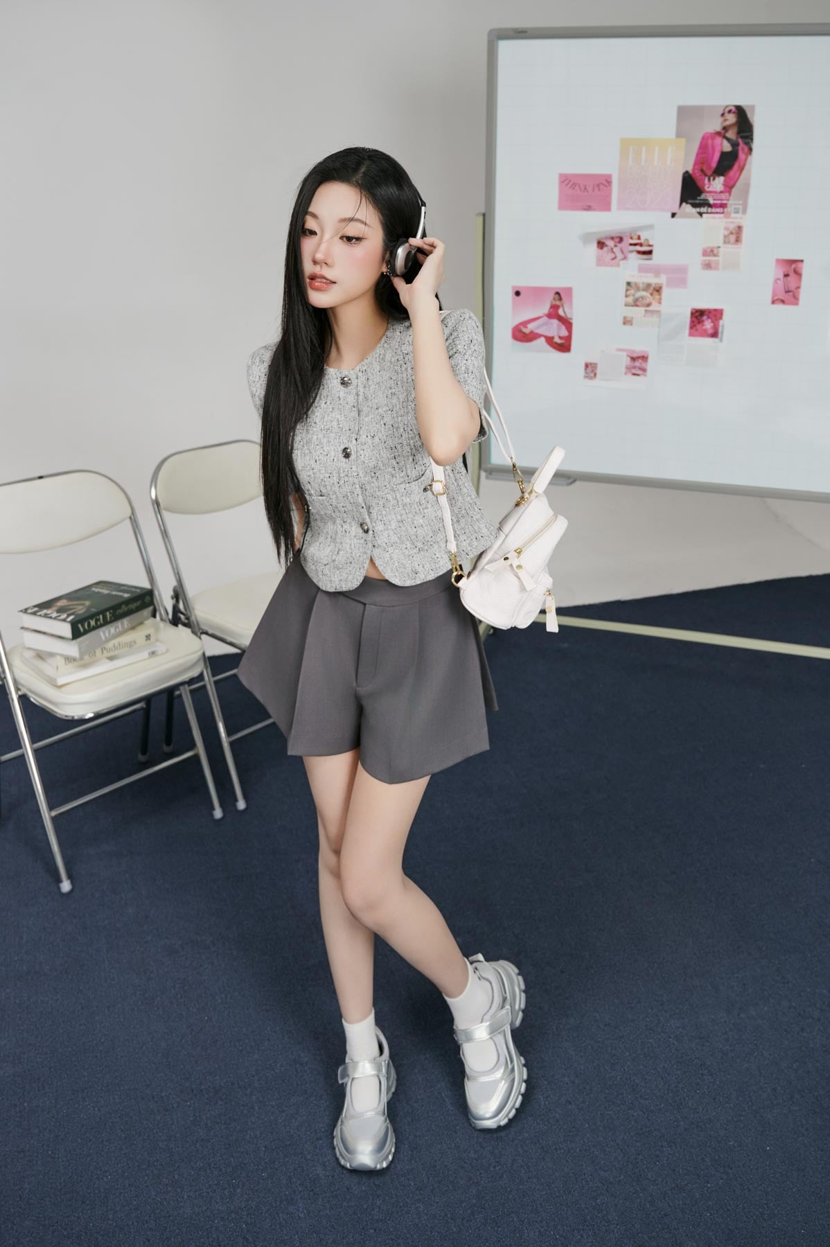 FQN9386 - Quần short vải thô dáng suông ống quần phối ly tạo kiểu cài khuy thân trước - JAN.