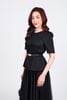 FAK91416 - Áo kiểu dạo phố vải thô dáng peplum cổ tròn vai bồng nhẹ khoá thân sau - PANTIO