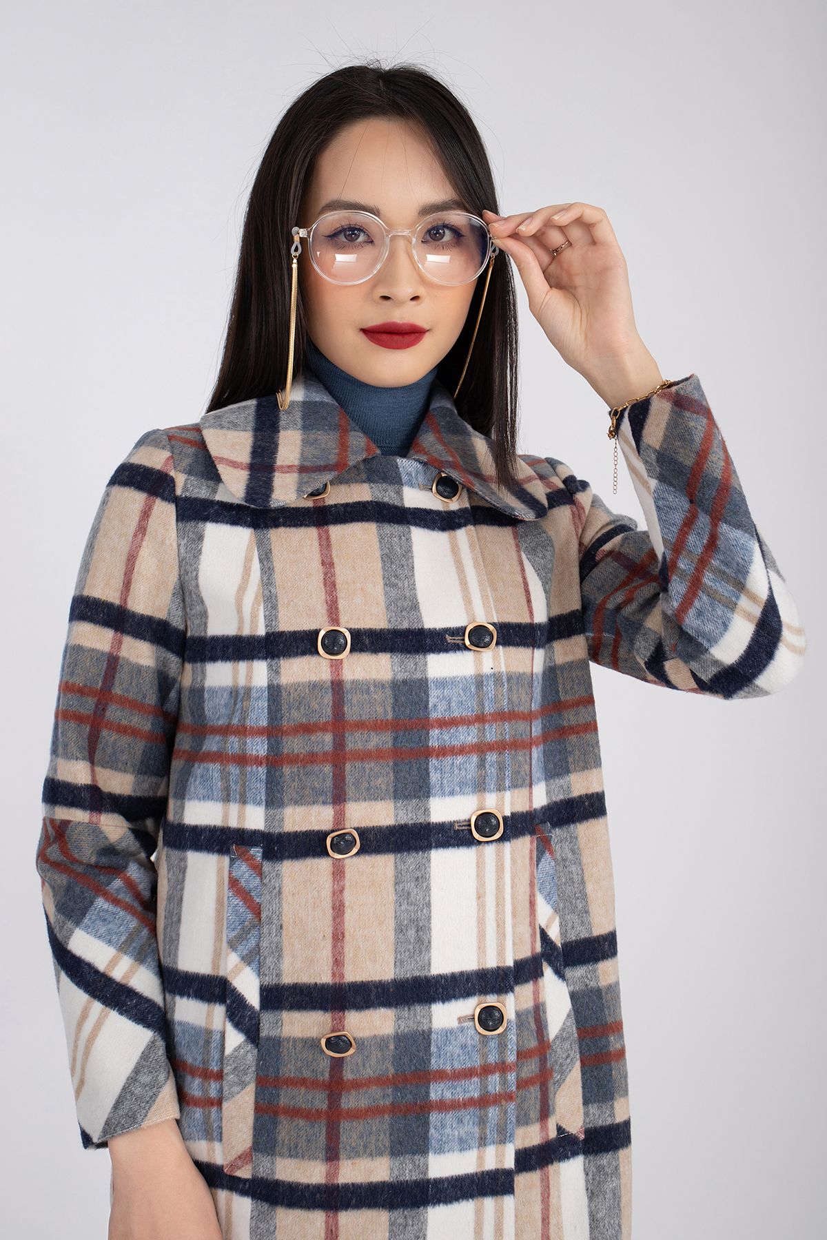 Áo măng tô chất liệu dạ dáng dài cổ bẻ dài tay FAM9475 - PANTIO