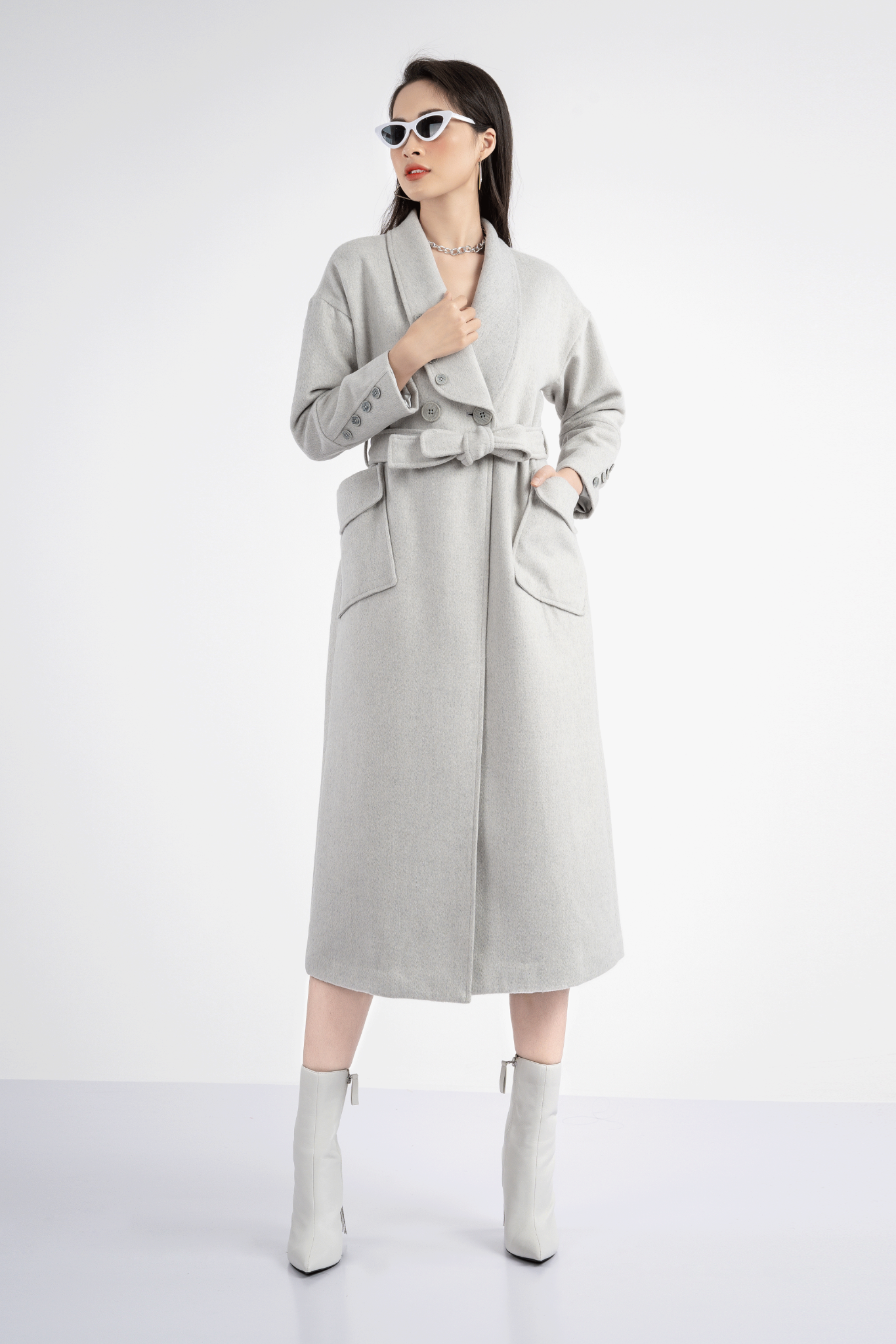 Áo măng to túi ốp to chất liêu dạ dáng dài FAM9484 - PANTIO