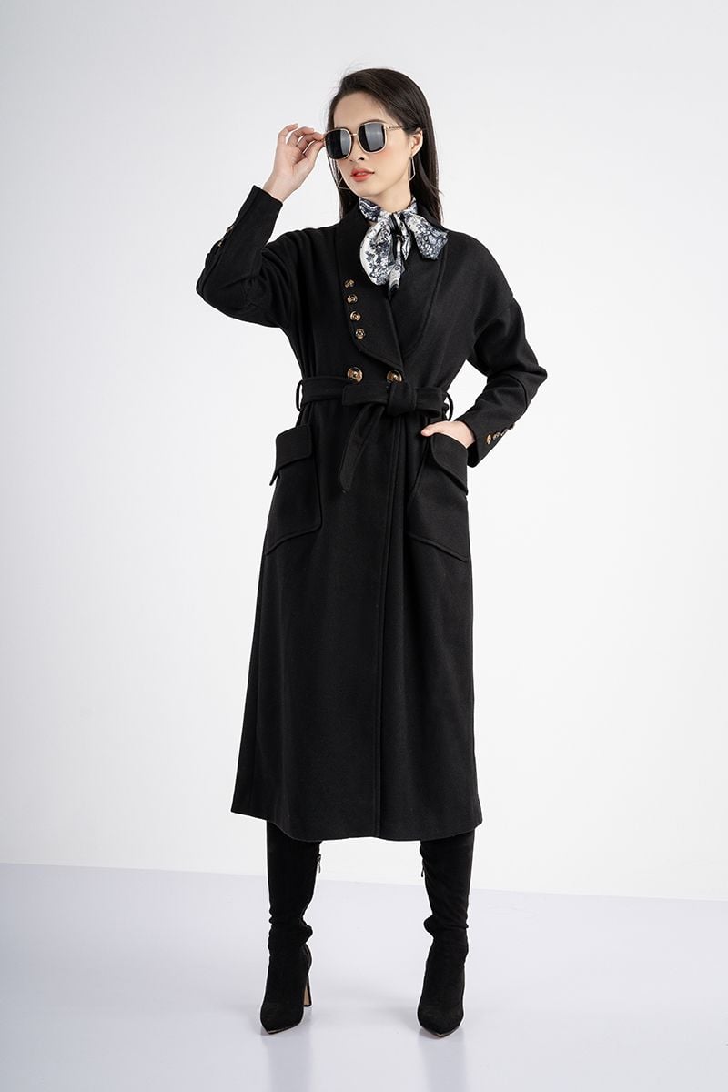 Áo măng to túi ốp to chất liêu dạ dáng dài FAM9484 - PANTIO