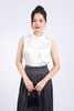 FAS13854 - Áo sơ mi công sở vải lụa satin dáng suông cổ tròn không tay - PANTIO