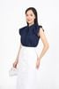 FJD31298 - Chân váy công sở vải linen dáng suông thân phối khuy tạo kiểu khoá thân sau - PANTIO