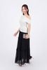 FJD51212 - Chân váy dài vải Chiffon hoa dáng suông thân váy xếp tầng tạo kiểu cạp phối chun co giãn - PANTIO