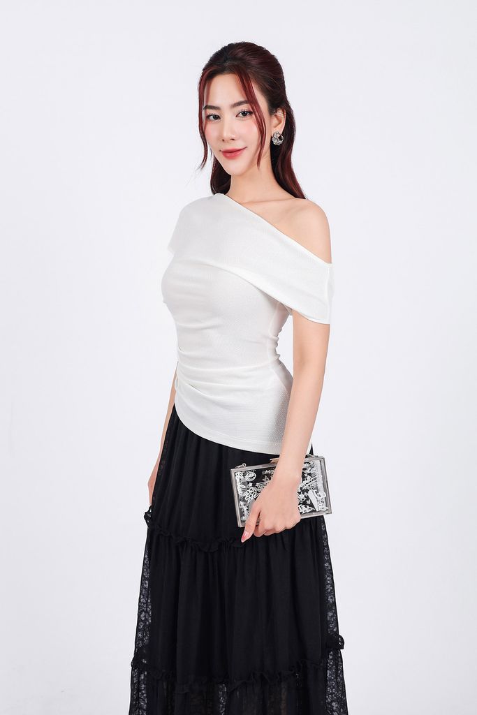 FJD51212 - Chân váy dài vải Chiffon hoa dáng suông thân váy xếp tầng tạo kiểu cạp phối chun co giãn - PANTIO