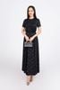 FAS13928 - Áo sơ mi công sở vải tơ cổ tròn tay cộc ngực áo đính hoa 3D thời trang lưng phối khuy - PANTIO