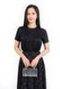FAS13928 - Áo sơ mi công sở vải tơ cổ tròn tay cộc ngực áo đính hoa 3D thời trang lưng phối khuy - PANTIO