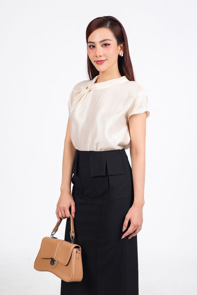 FJD51263 - Chân váy công sở vải tup xy dáng bút chì hoạ tiết túi thời trang khoá thân sau - PANTIO