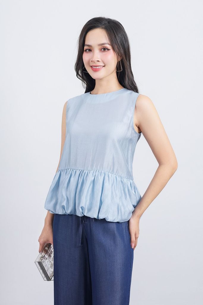 FQB211 - Quần jean mỏng cao cấp dáng suông ống đứng cạp chun phối dây nơ tạo kiểu - PANTIO