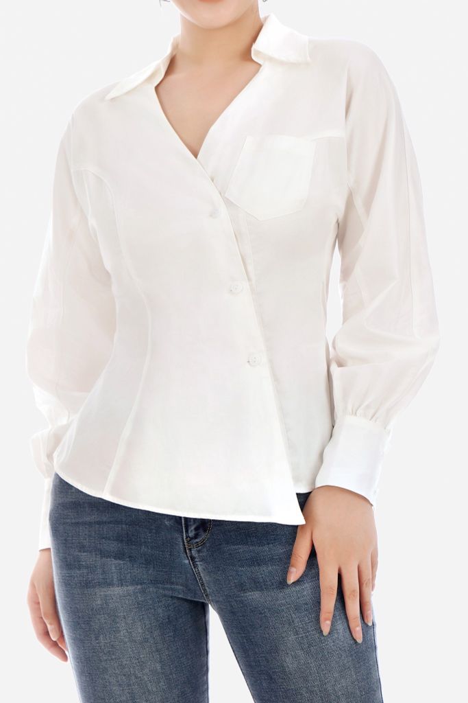 Áo sơ mi chất liệu thô dáng suông dài tay FAS32846 - PANTIO