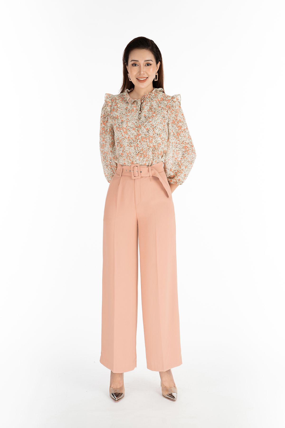 Quần dài chất liệu tuýt-si cạp cao dáng suông BQD32415 - PANTIO