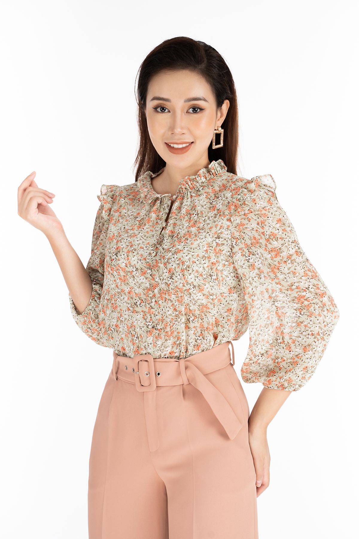 Quần dài chất liệu tuýt-si cạp cao dáng suông BQD32415 - PANTIO