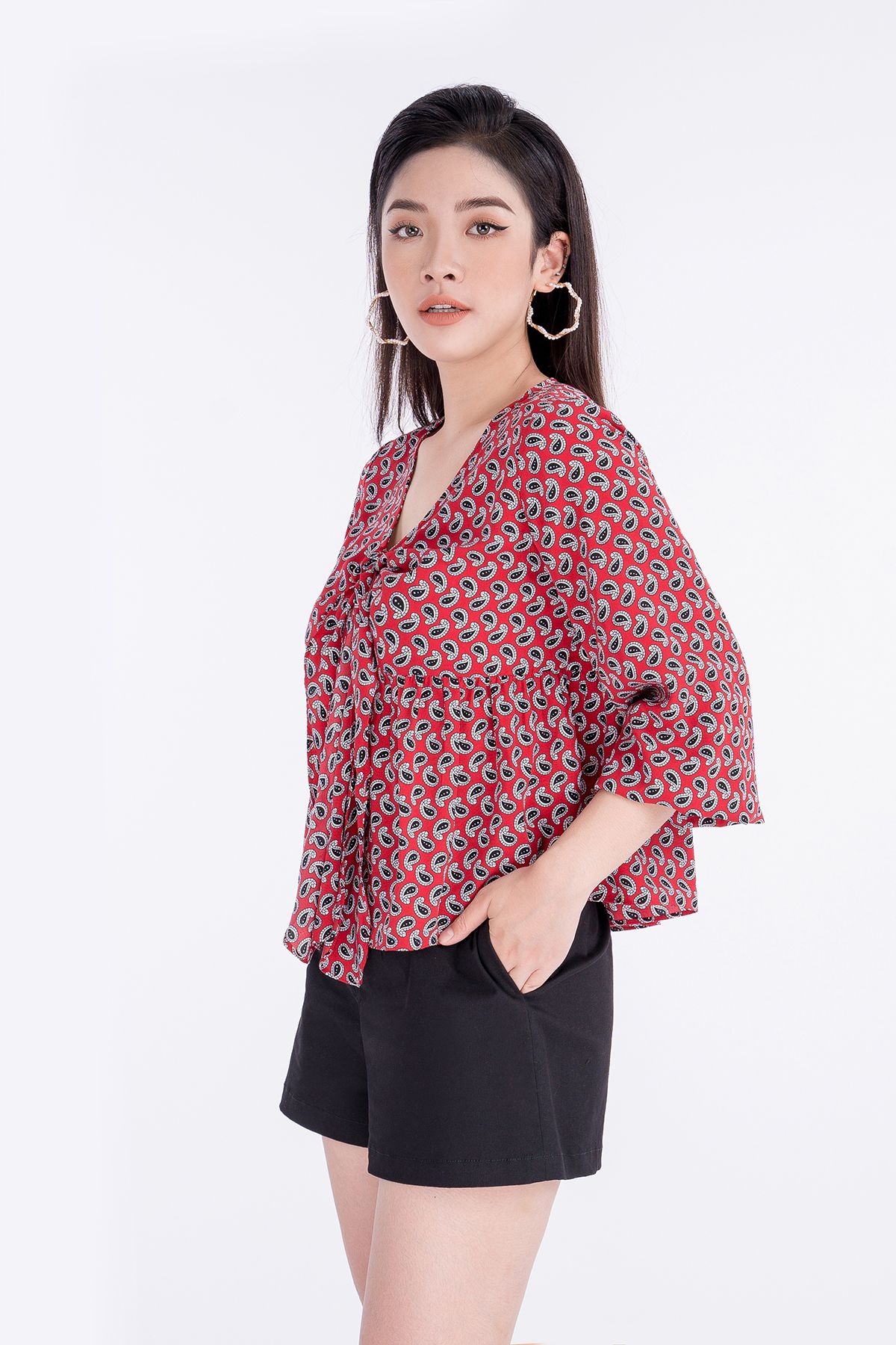 Áo sơ mi chất liệu lụa dài tay FAS32950 - PANTIO