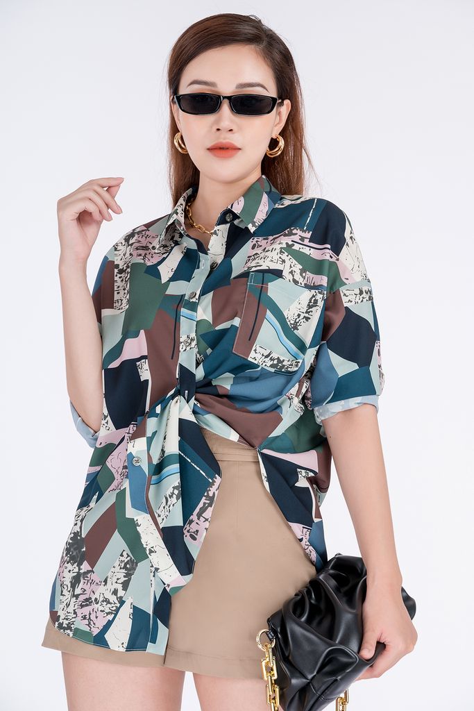 FAS33021 - Áo sơ mi chất liệu lụa in họa tiết dài tay - PANTIO