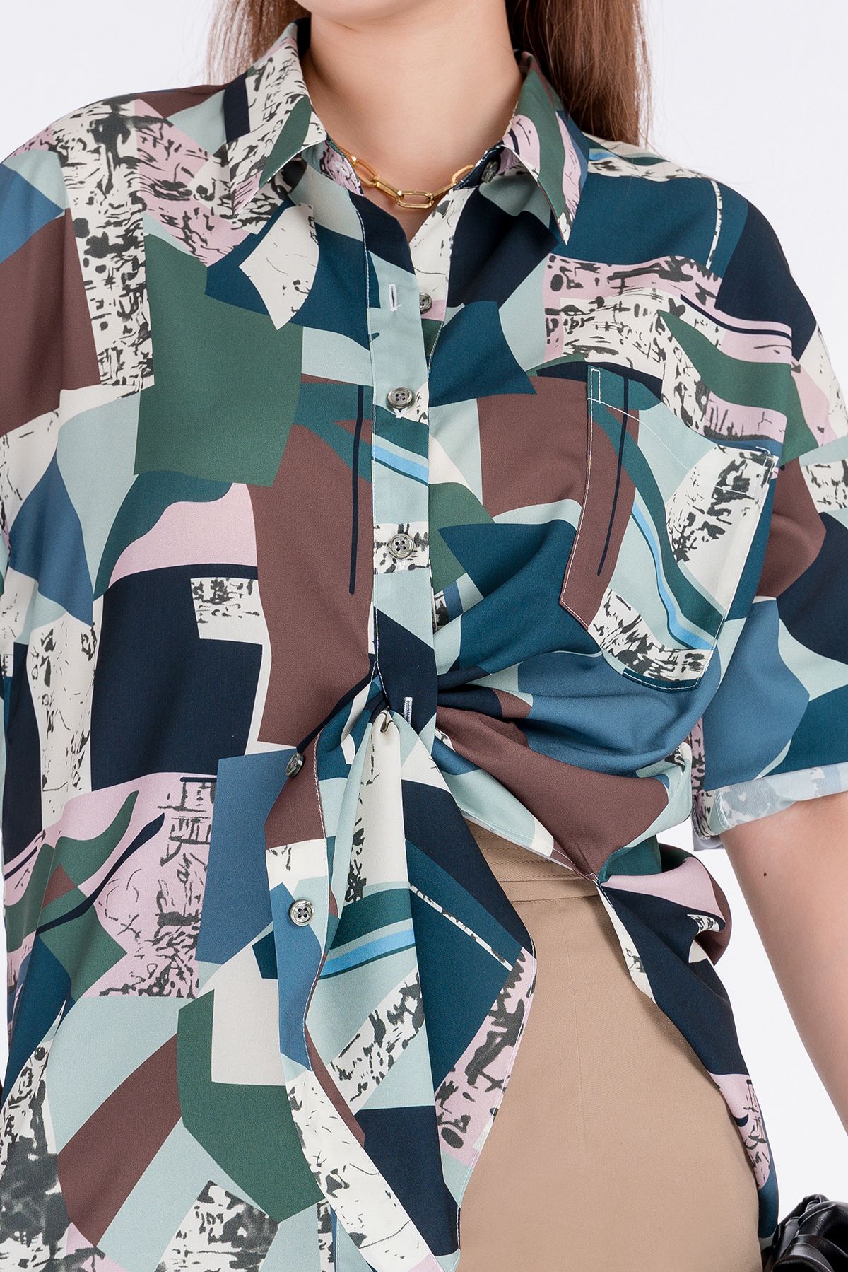 FAS33021 - Áo sơ mi chất liệu lụa in họa tiết dài tay - PANTIO