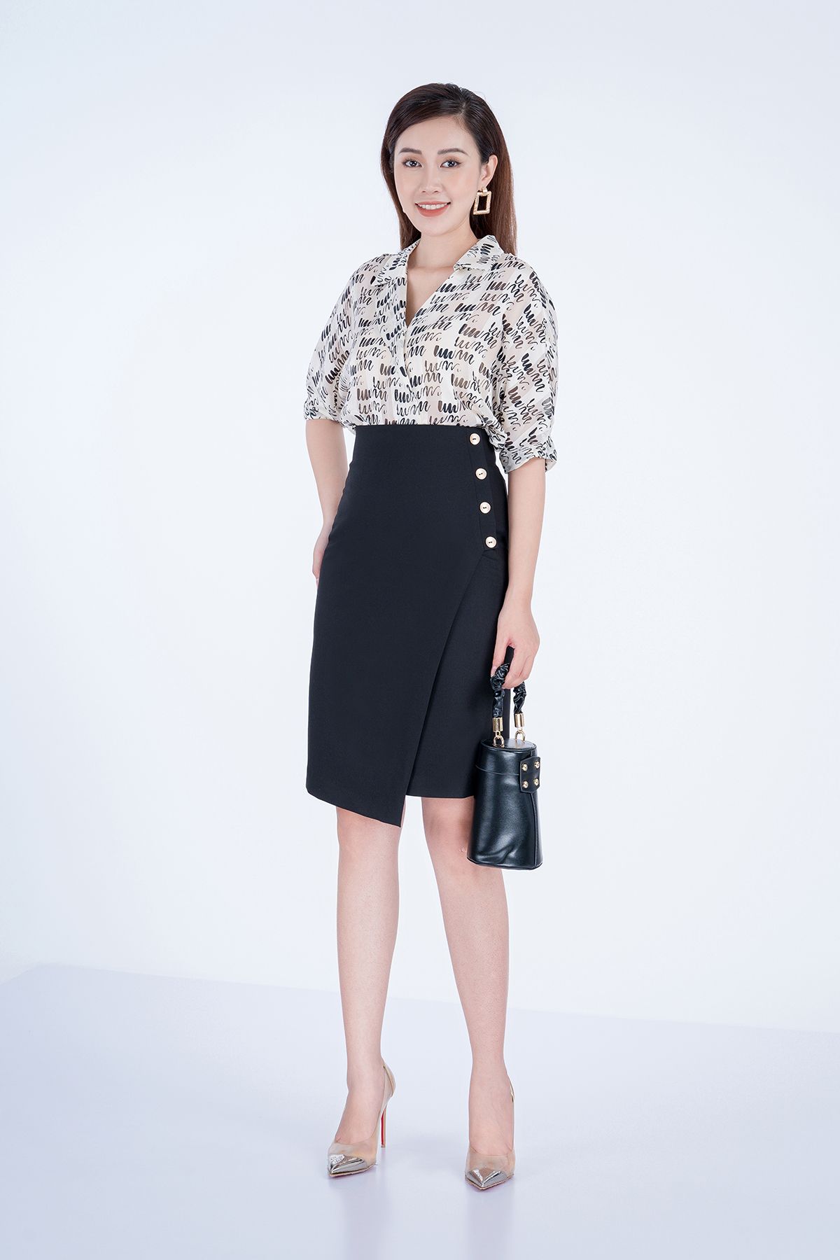 FJD3867 - Chân váy dài chất liệu thô - PANTIO