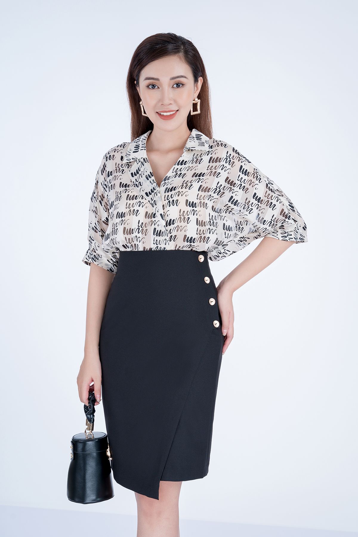 FJD3867 - Chân váy dài chất liệu thô - PANTIO