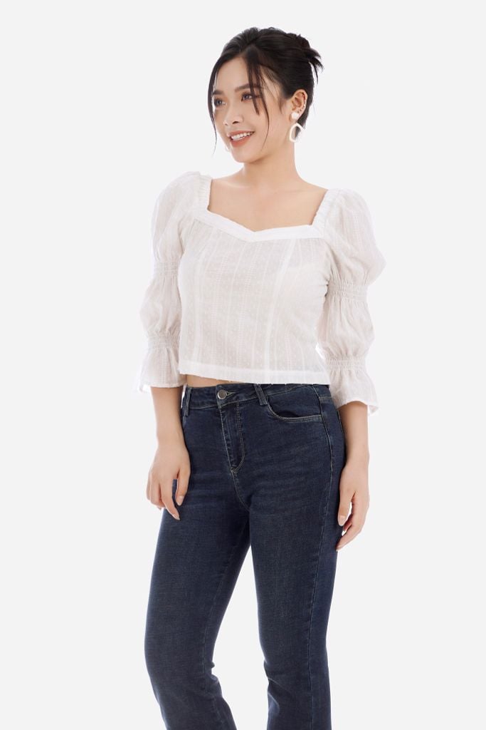 Áo sơ mi chất liệu thô dáng ngắn dài tay FAS33026 - PANTIO